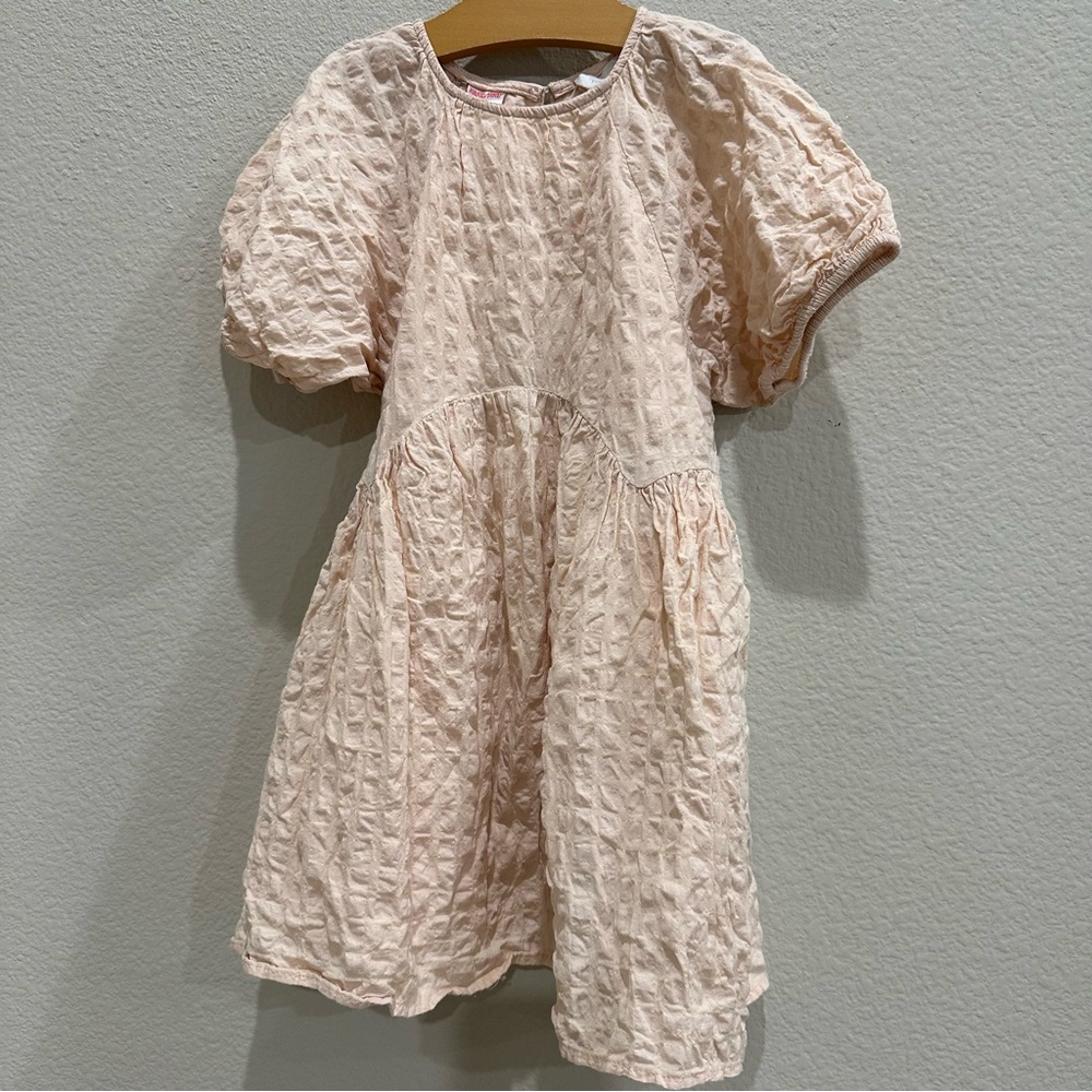 Zara Light Pink Textured Kids Dress